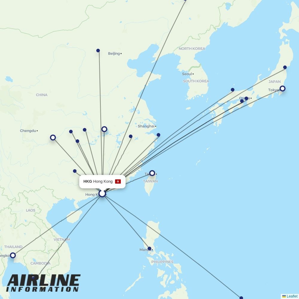 Greater Bay Airlines routes from HKG