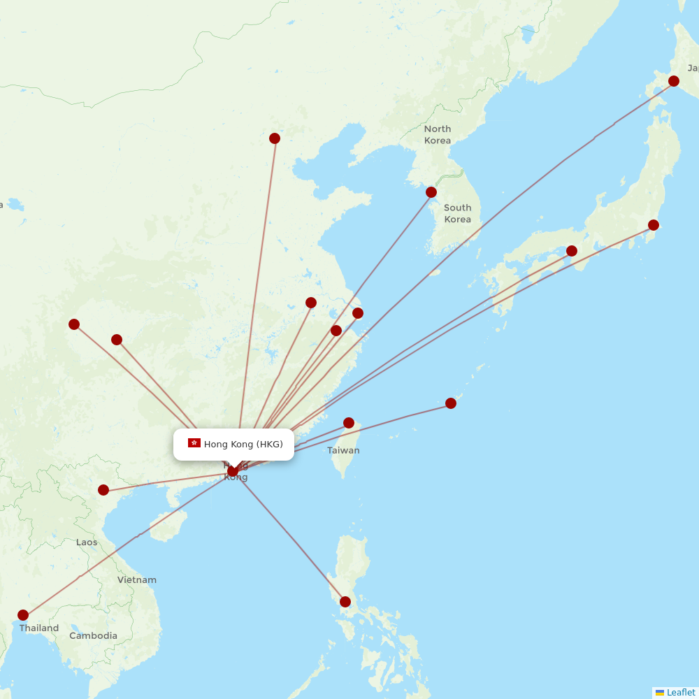 Hong Kong Airlines at HKG route map