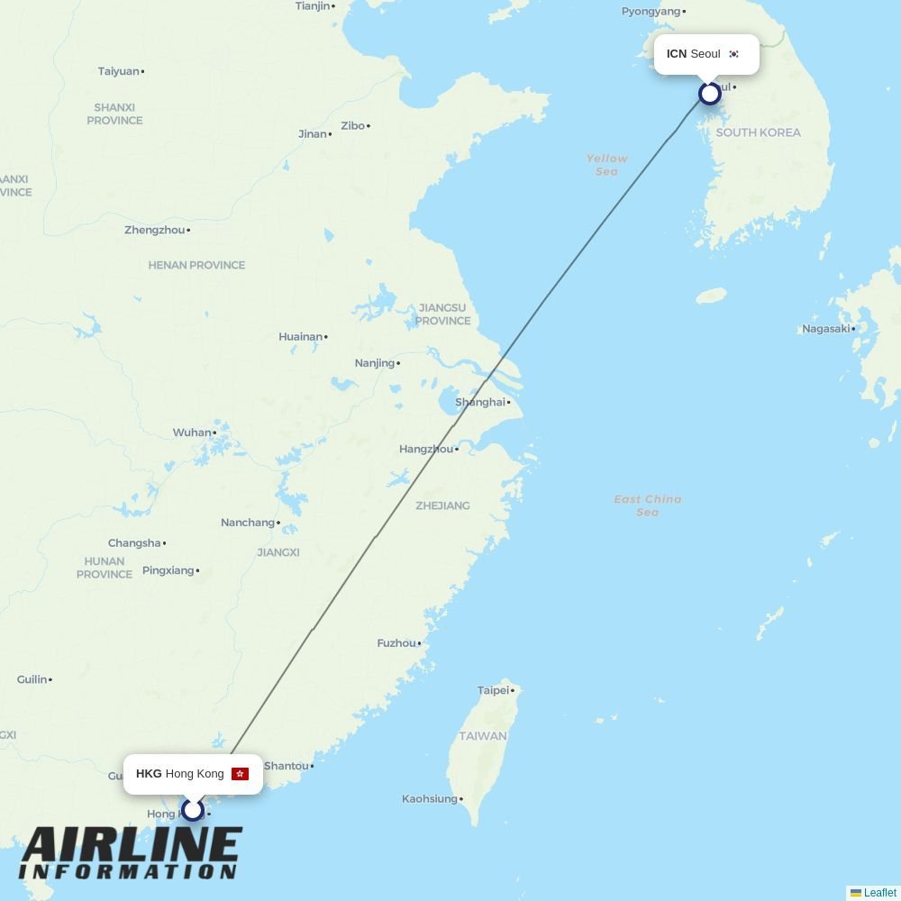 T´Way Air routes from HKG