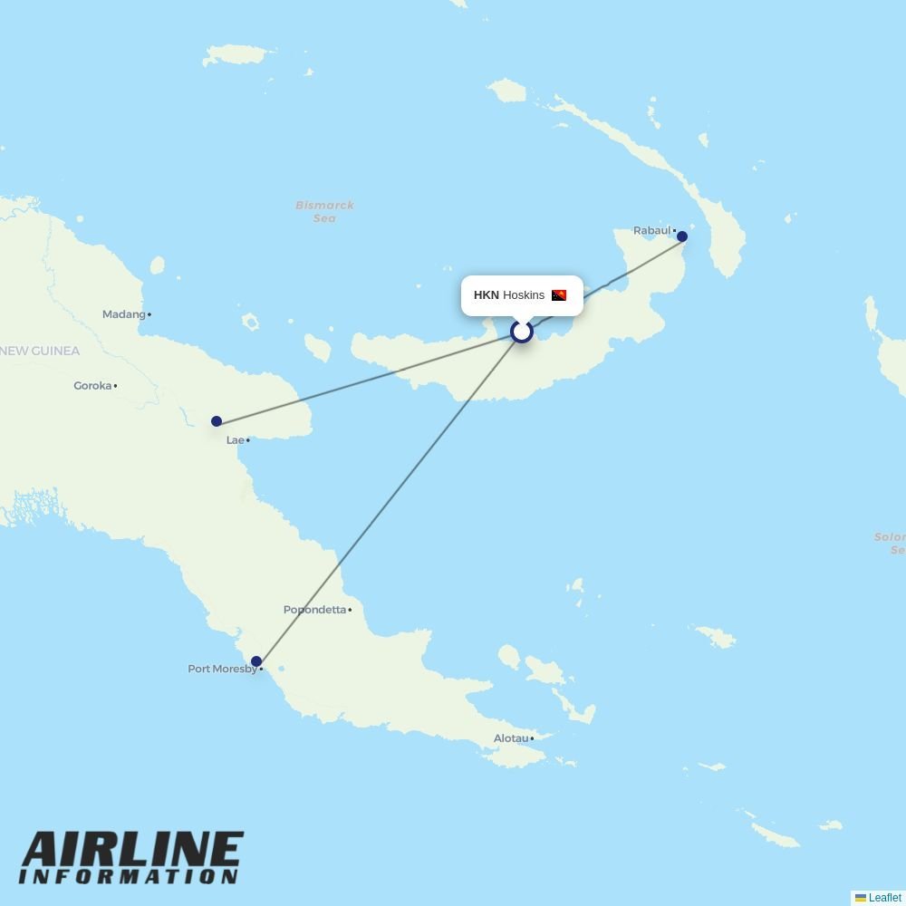 PNG Air routes from HKN