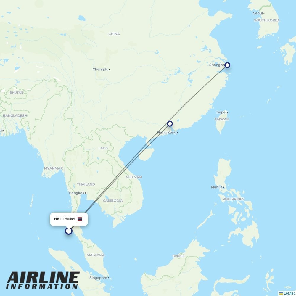 Spring Airlines routes from HKT