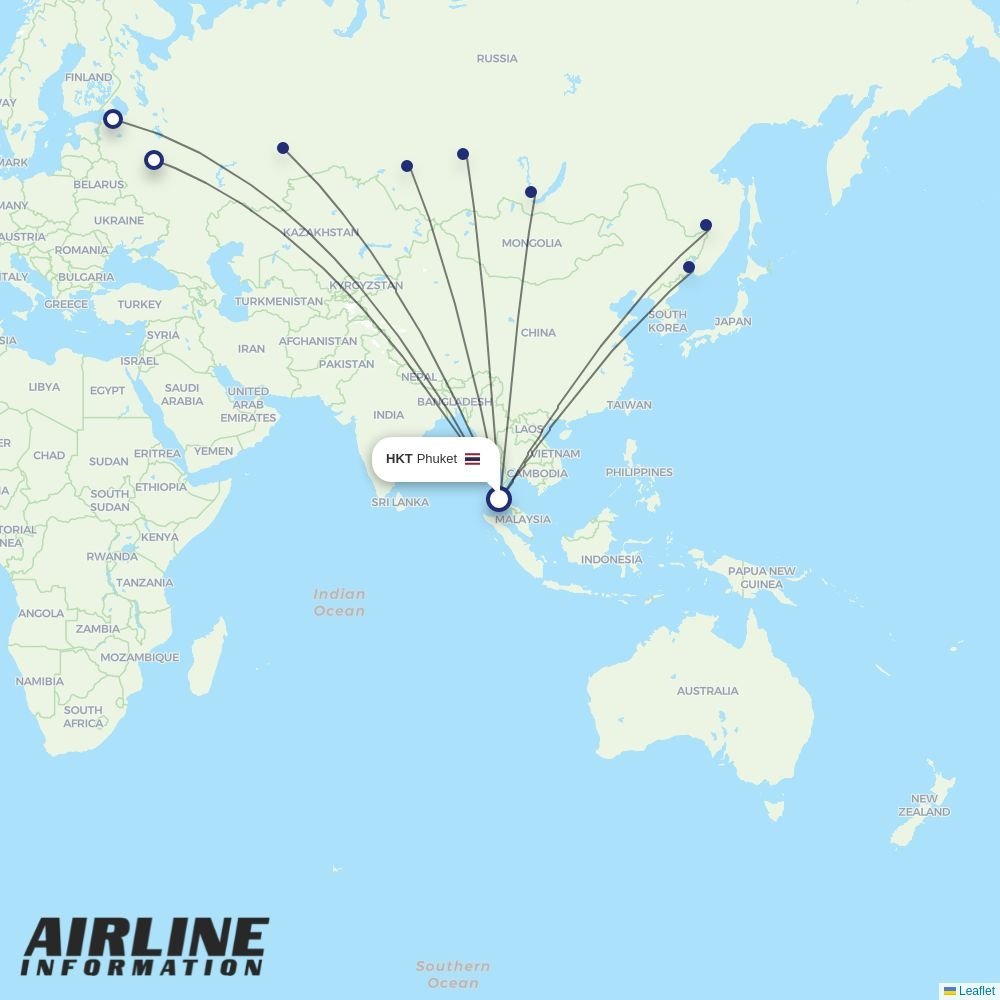 Aeroflot routes from HKT