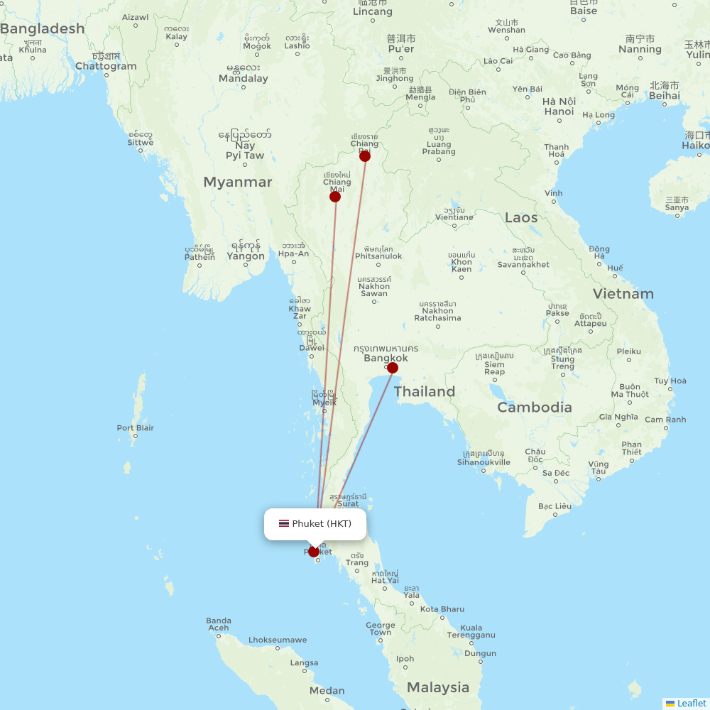 Thai Vietjet Air at HKT route map