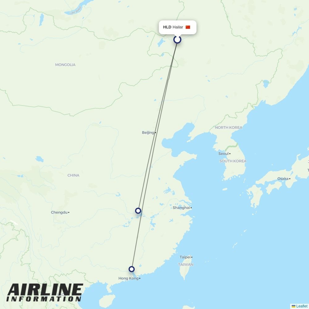 China Southern routes from HLD