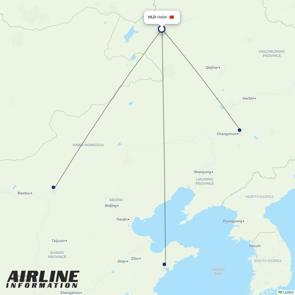 Fuzhou Airline routes from HLD