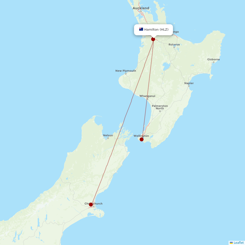 Air New Zealand at HLZ route map