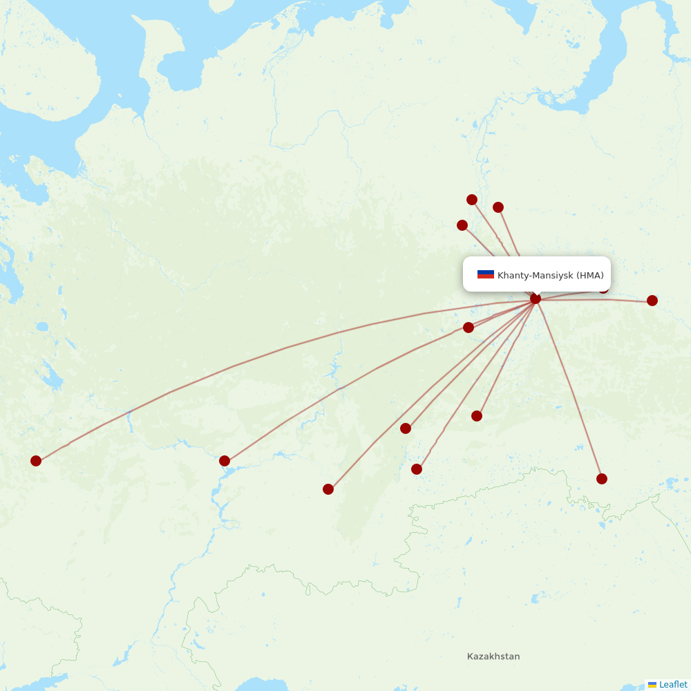 UTair at HMA route map