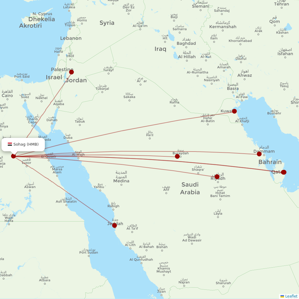 Air Cairo at HMB route map