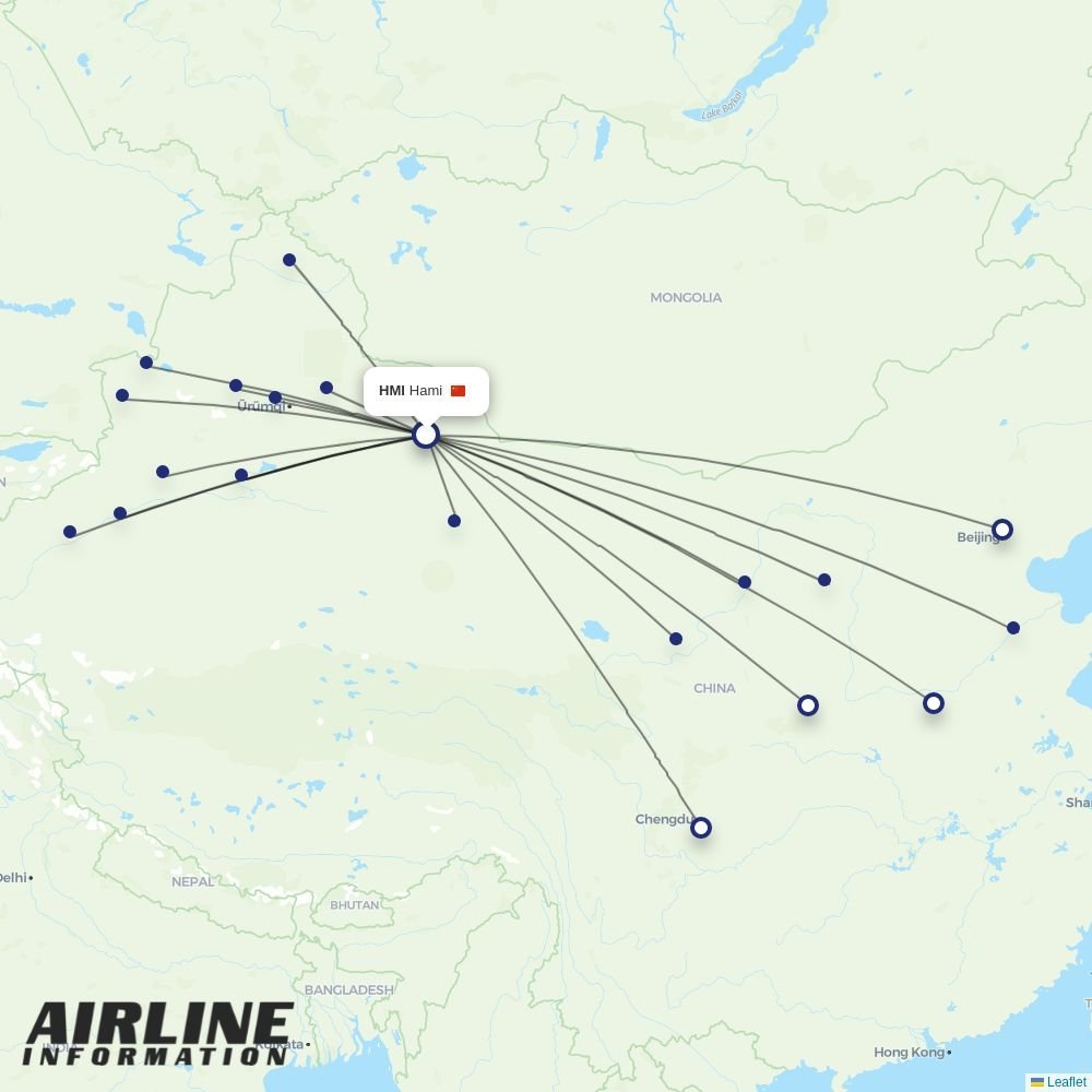 Chengdu Airlines routes from HMI