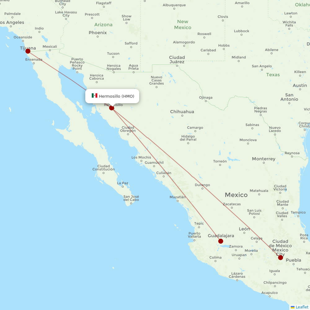 Volaris at HMO route map