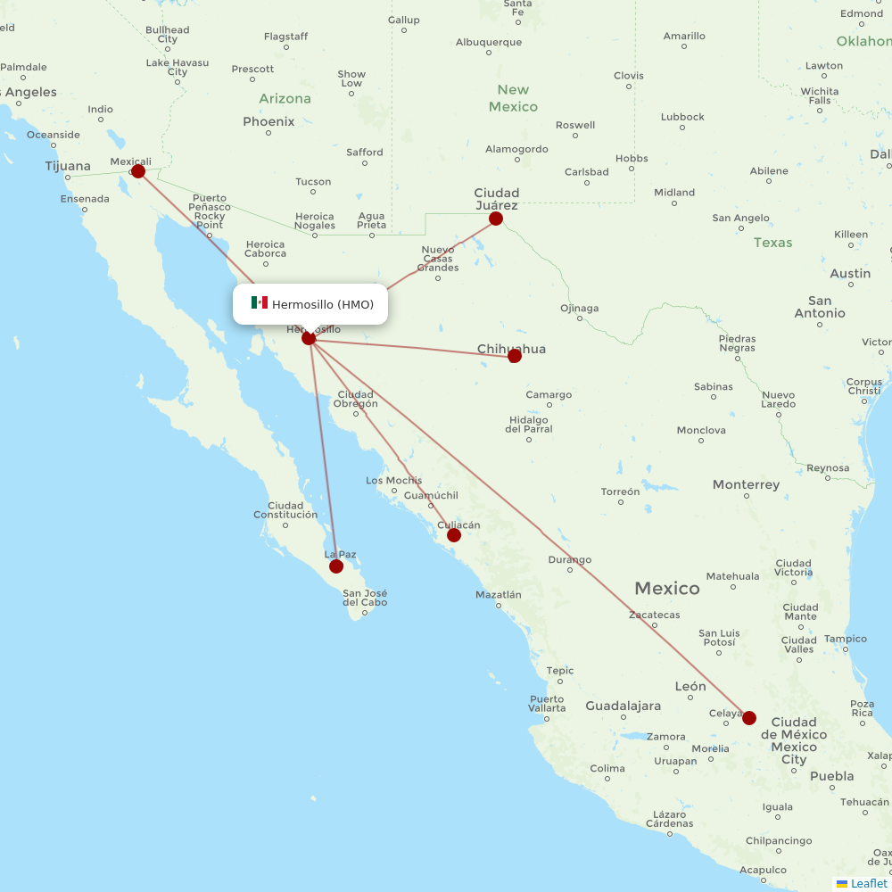 TAR Aerolineas at HMO route map