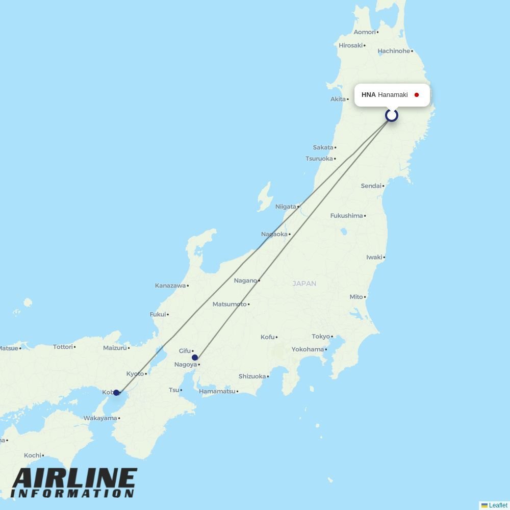 Fuji Dream Airlines routes from HNA