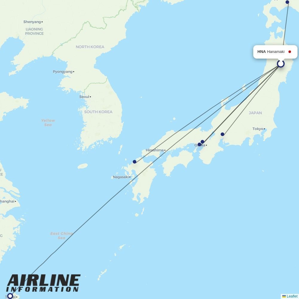 JAL routes from HNA