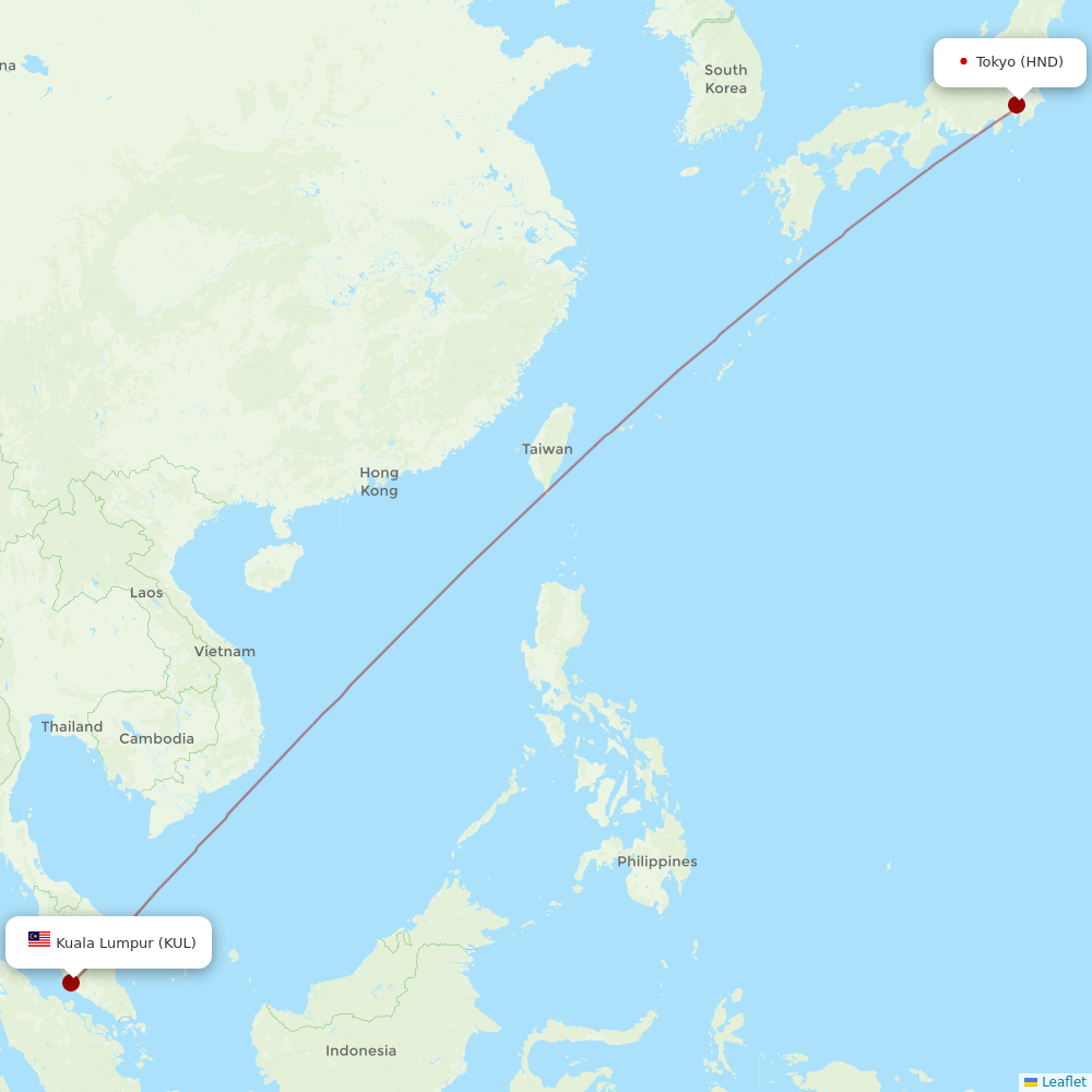 AirAsia X at HND route map