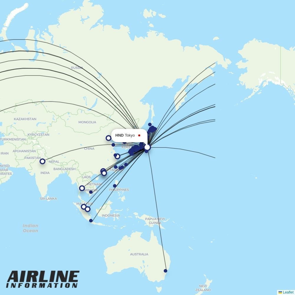 ANA routes from HND