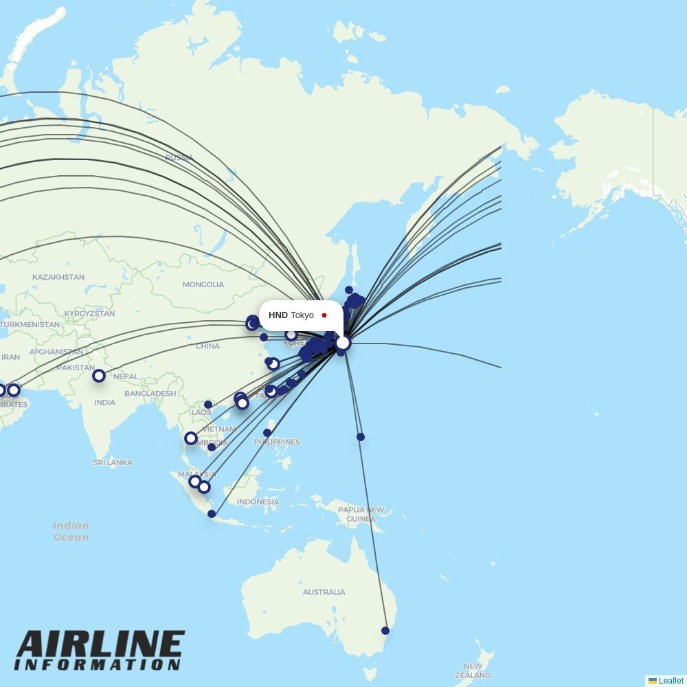 Asiana routes from HND