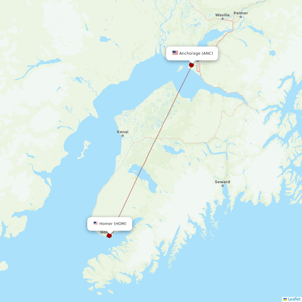 Ravn Alaska at HOM route map