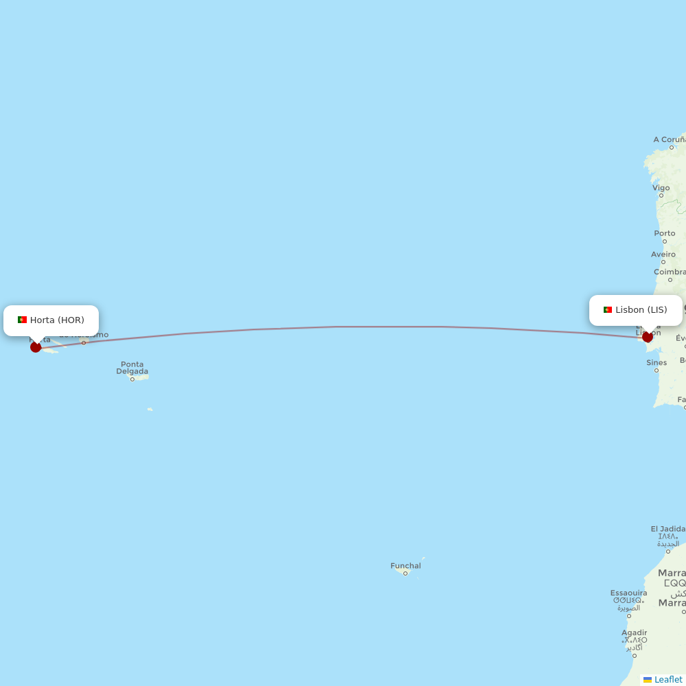 Azores Airlines at HOR route map
