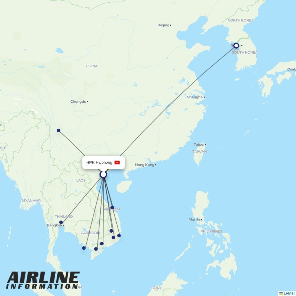 VietJet routes from HPH