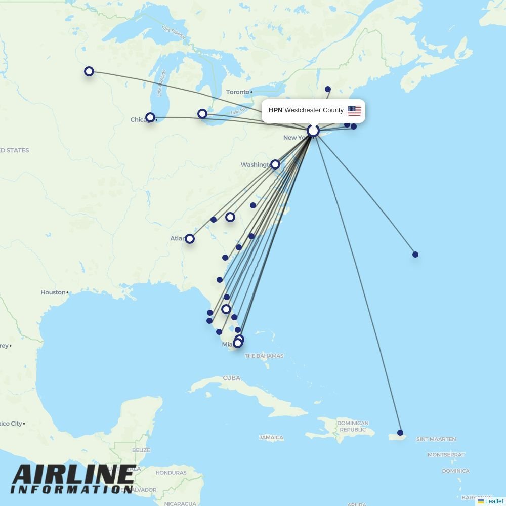 JetBlue routes from HPN