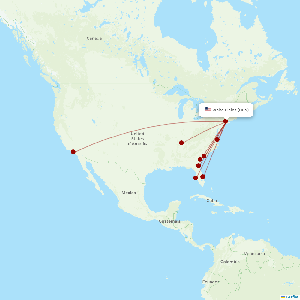 Breeze Airways at HPN route map