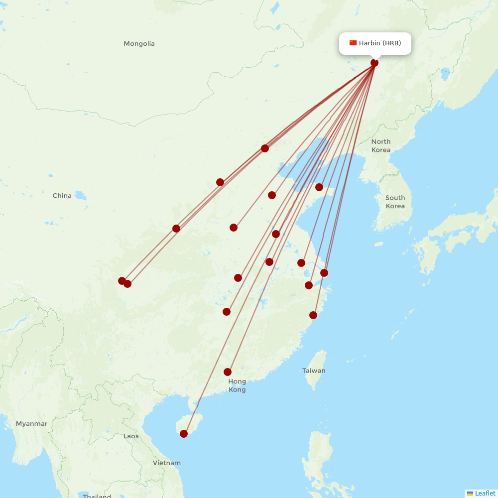 Sichuan Airlines at HRB route map