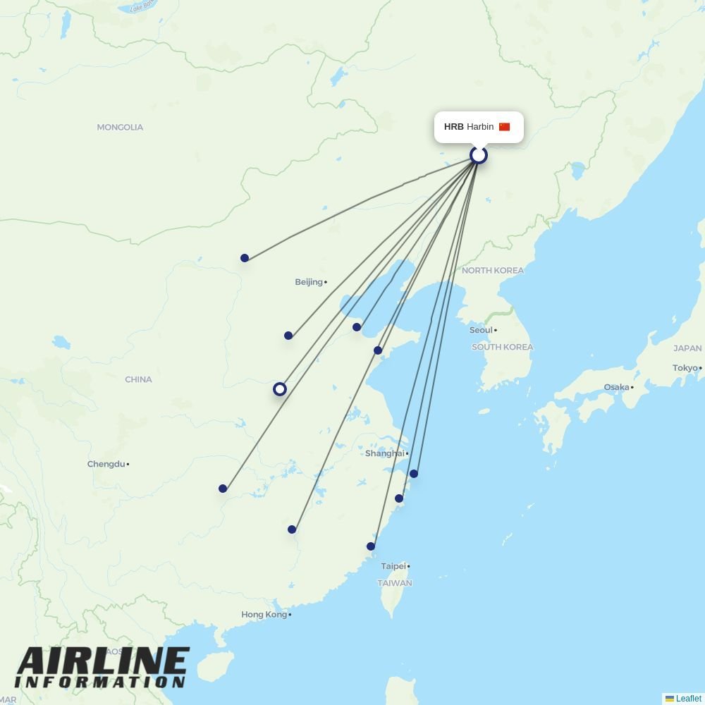 Fuzhou Airline routes from HRB