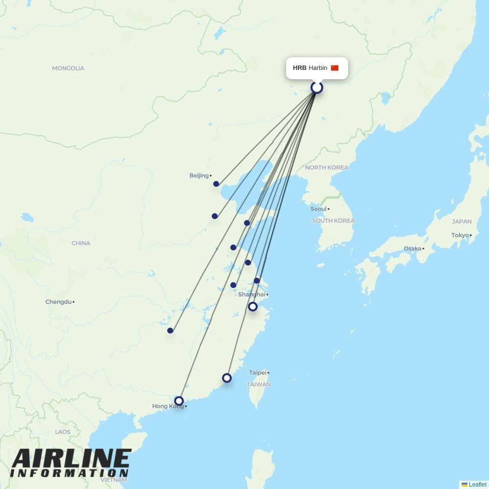 XiamenAir routes from HRB