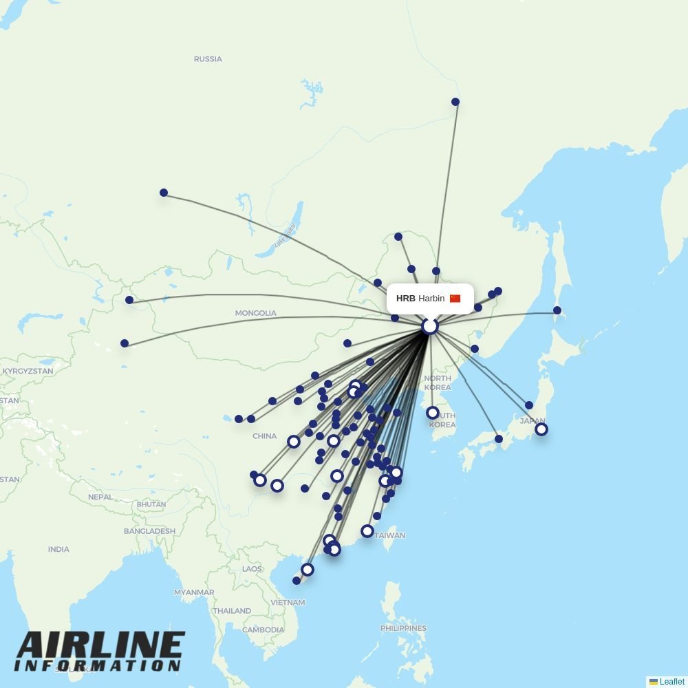 China Eastern routes from HRB