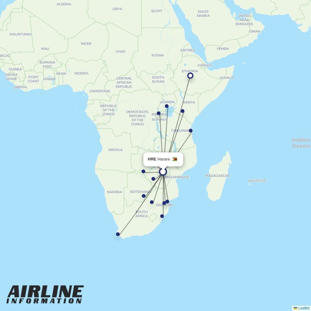 Airlink routes from HRE