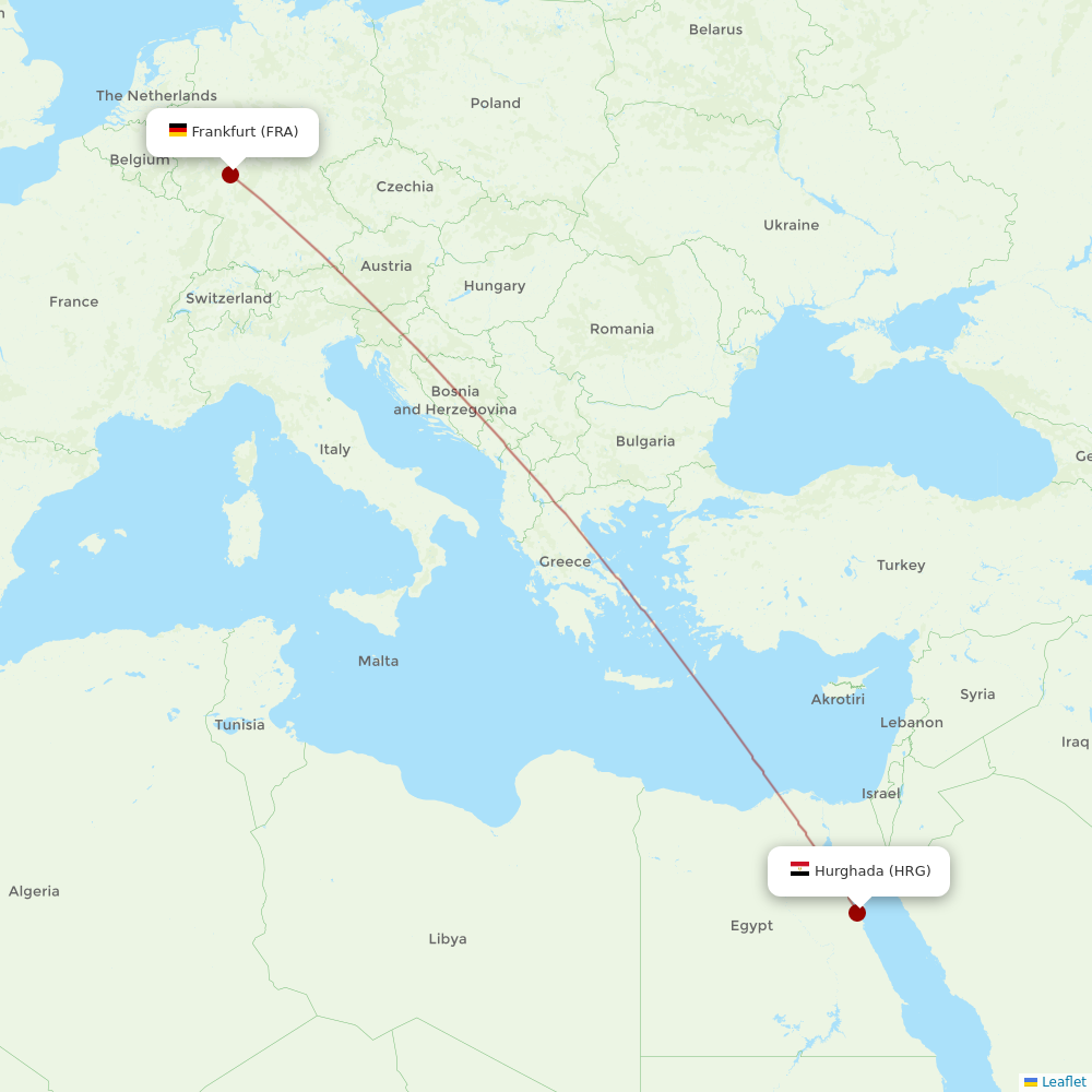 Discover Airlines at HRG route map