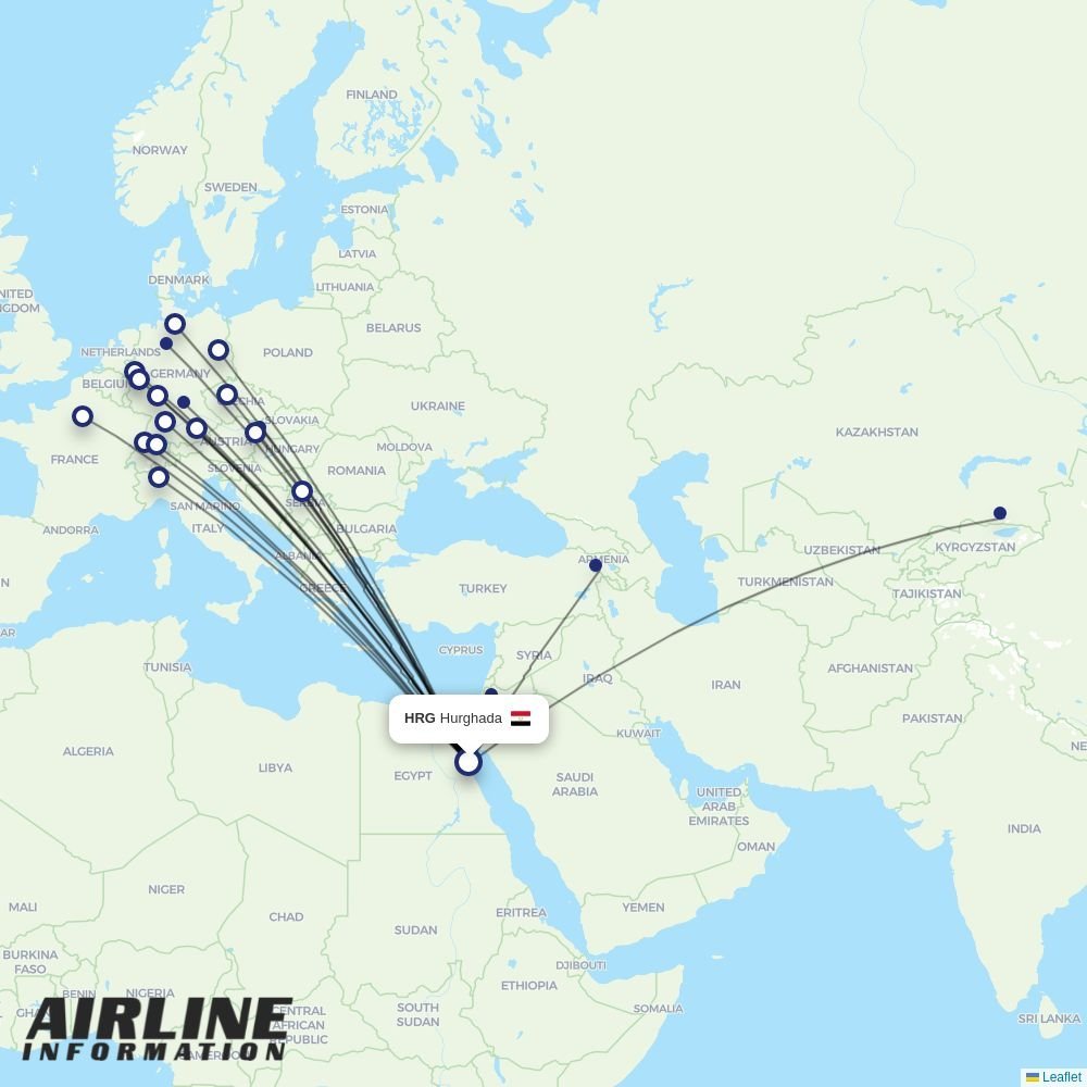 Air Cairo routes from HRG