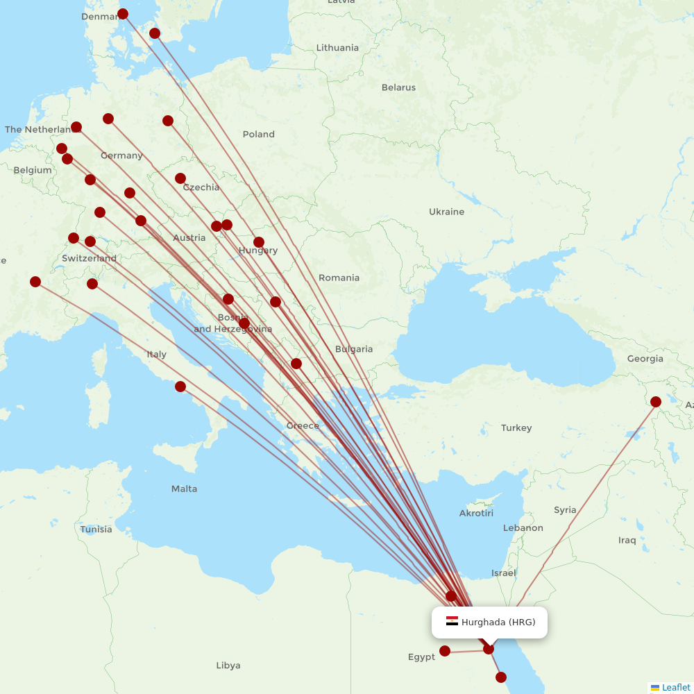 Air Cairo at HRG route map