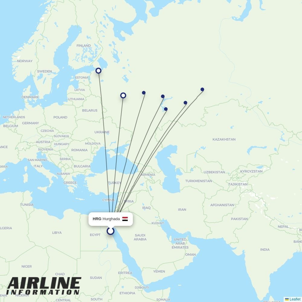 Aeroflot routes from HRG