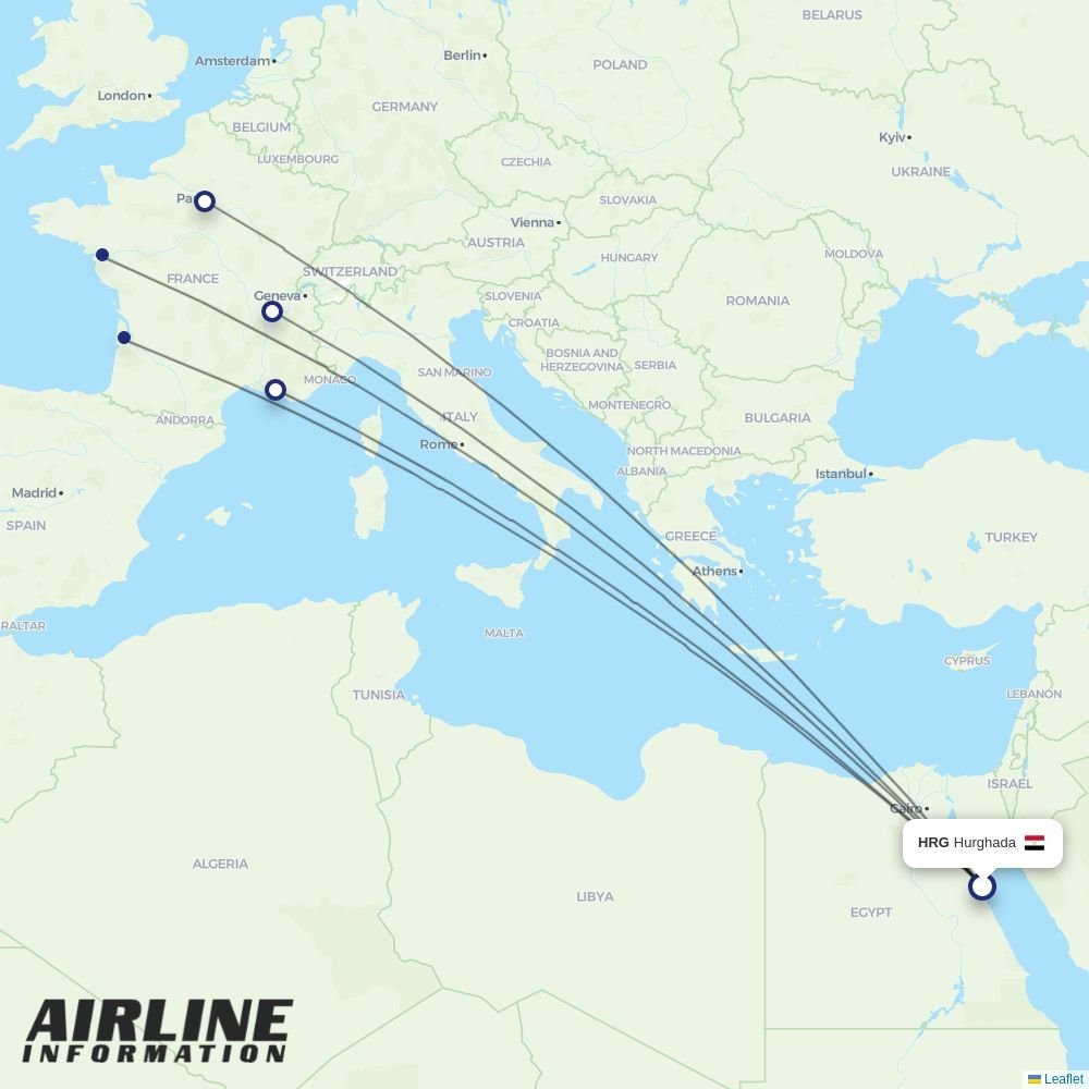Transavia France routes from HRG