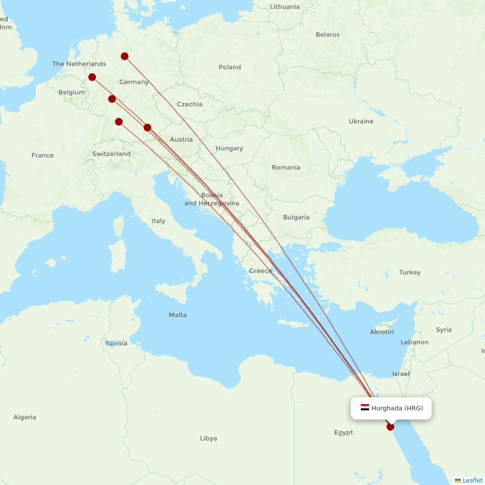 TUIfly at HRG route map