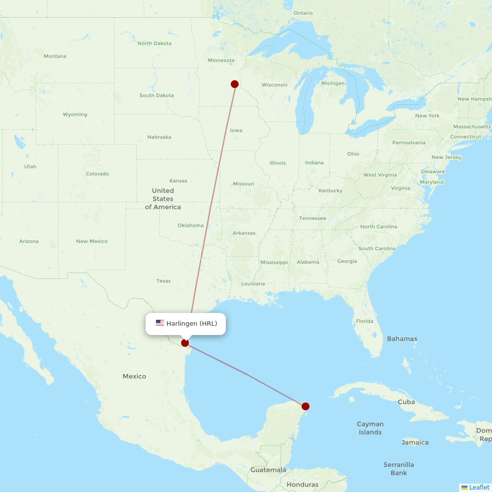 Sun Country Airlines at HRL route map