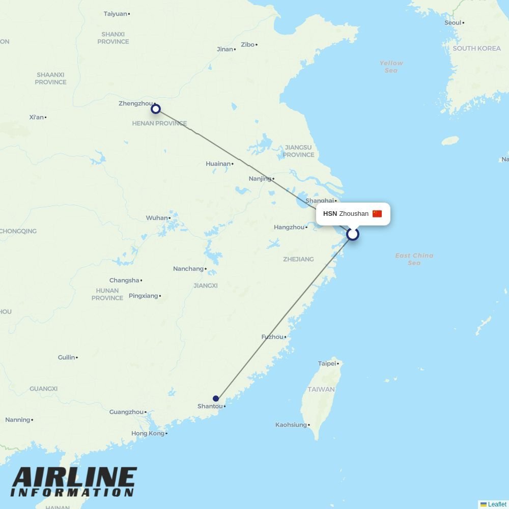 Shanghai Airlines routes from HSN