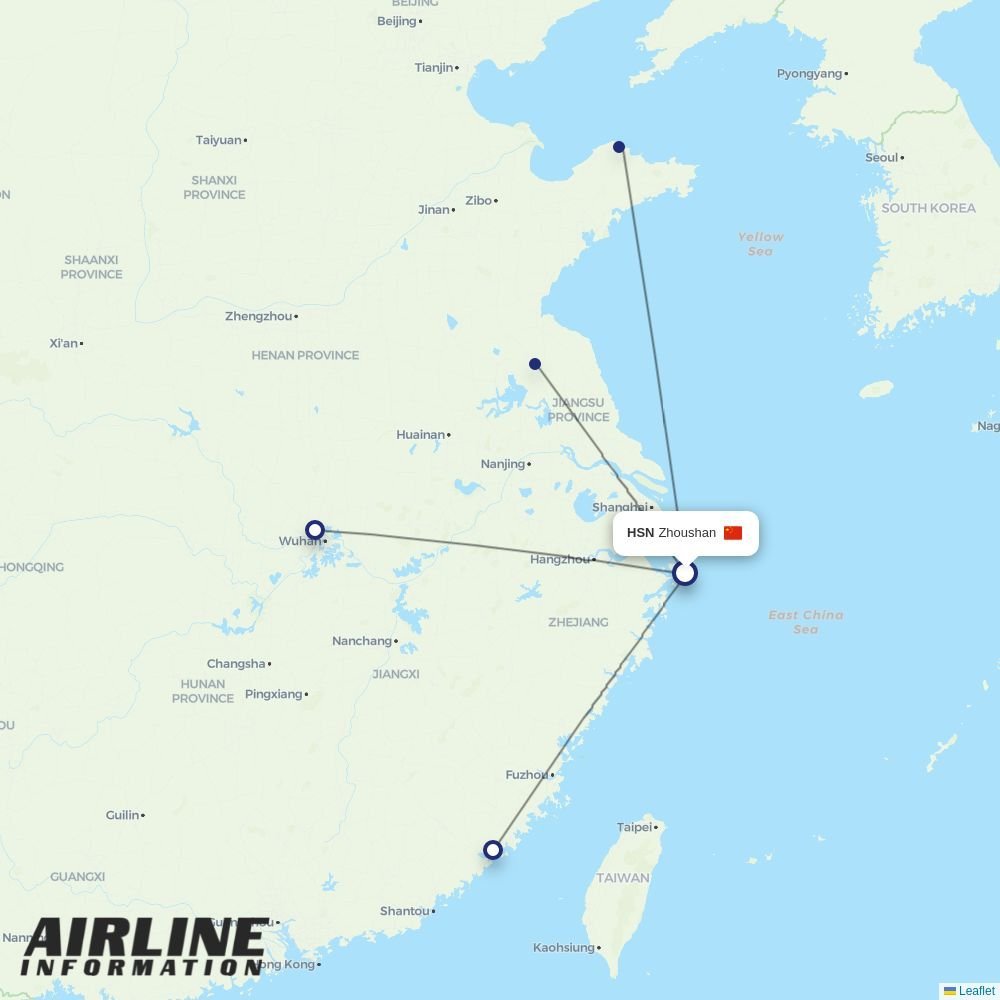 China Eastern routes from HSN