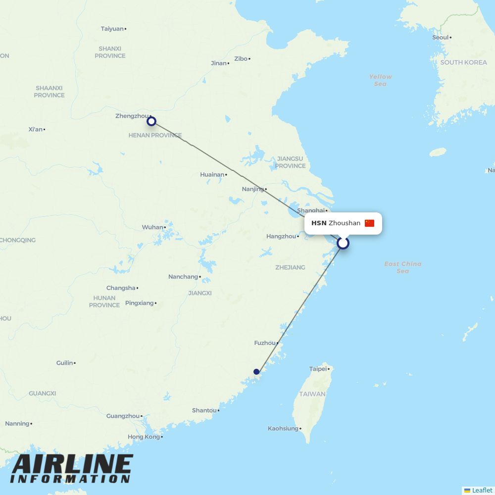 Shenzhen Airlines routes from HSN