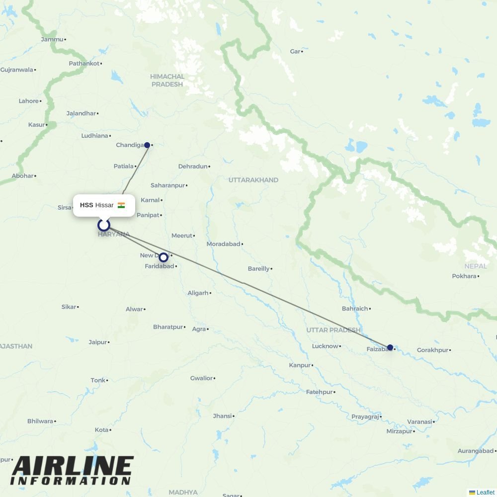 Alliance Air routes from HSS