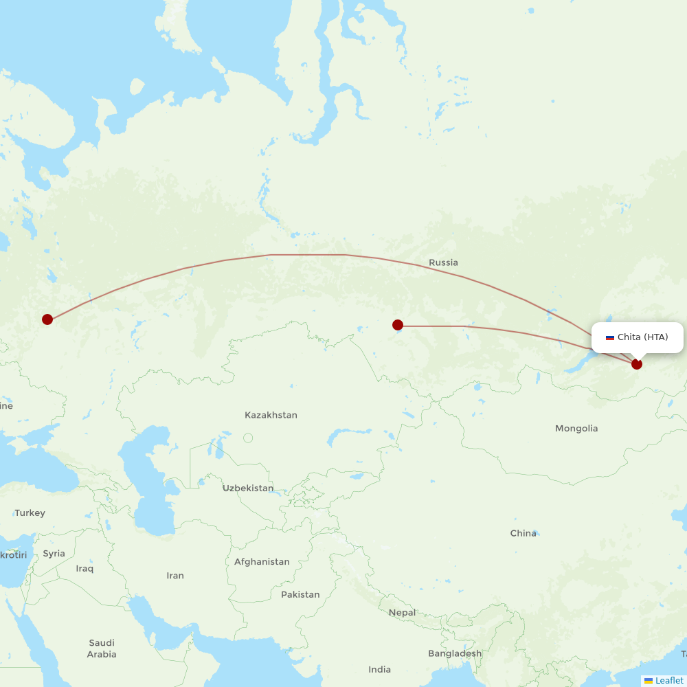 S7 Airlines at HTA route map