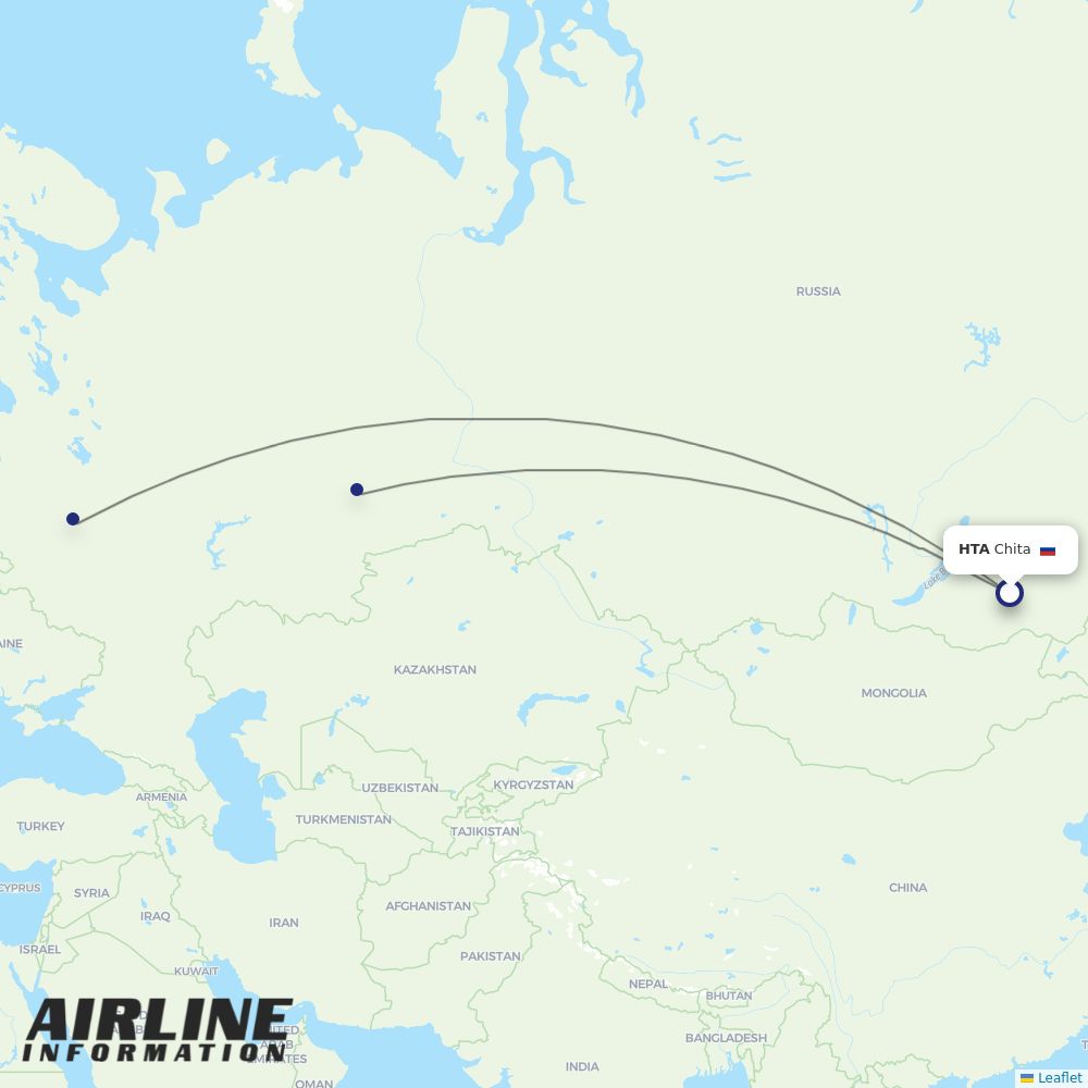Ural Airlines routes from HTA