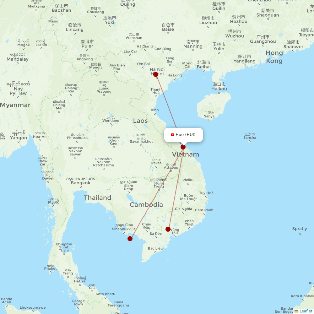 VietJet Air at HUI route map