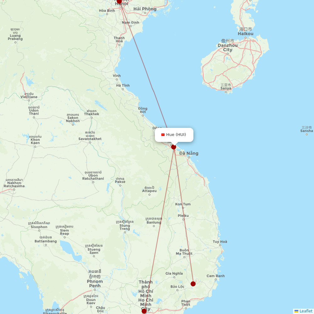 Vietnam Airlines at HUI route map