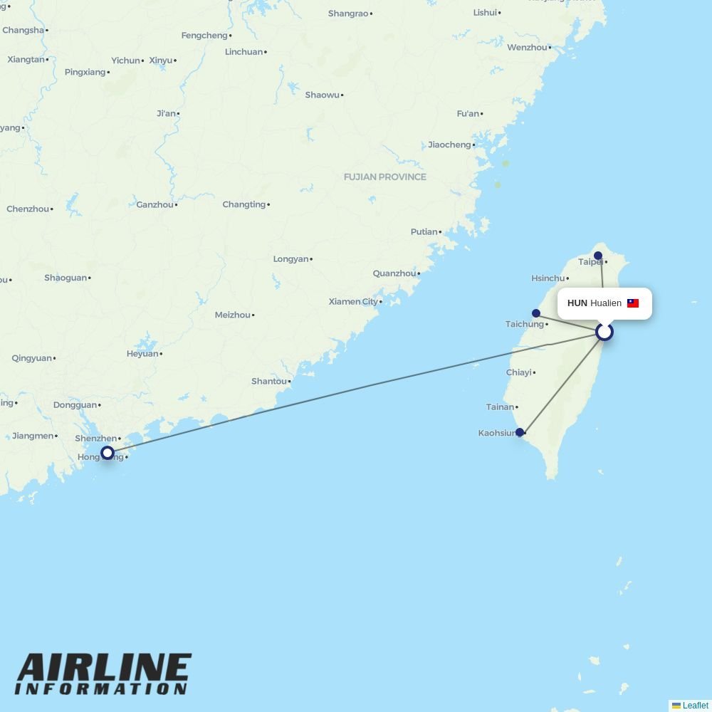 Mandarin Airlines routes from HUN