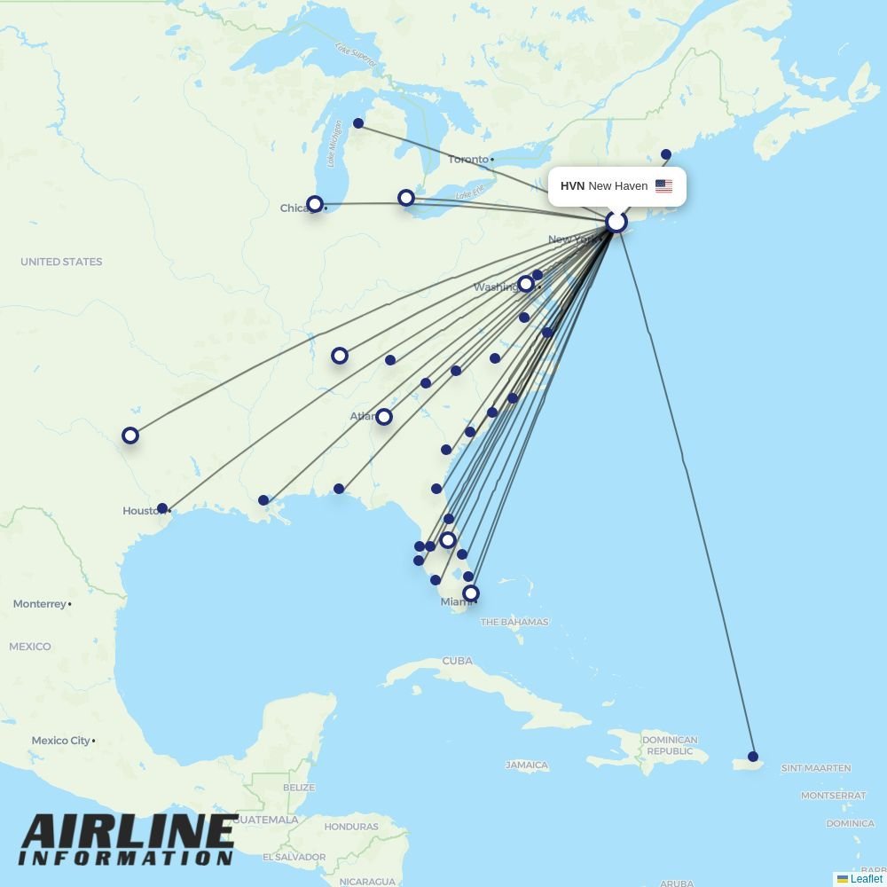 Breeze routes from HVN