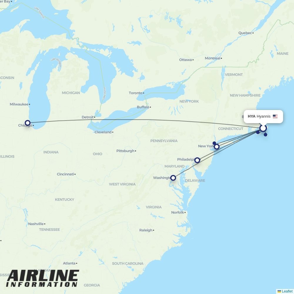 Cape Air routes from HYA