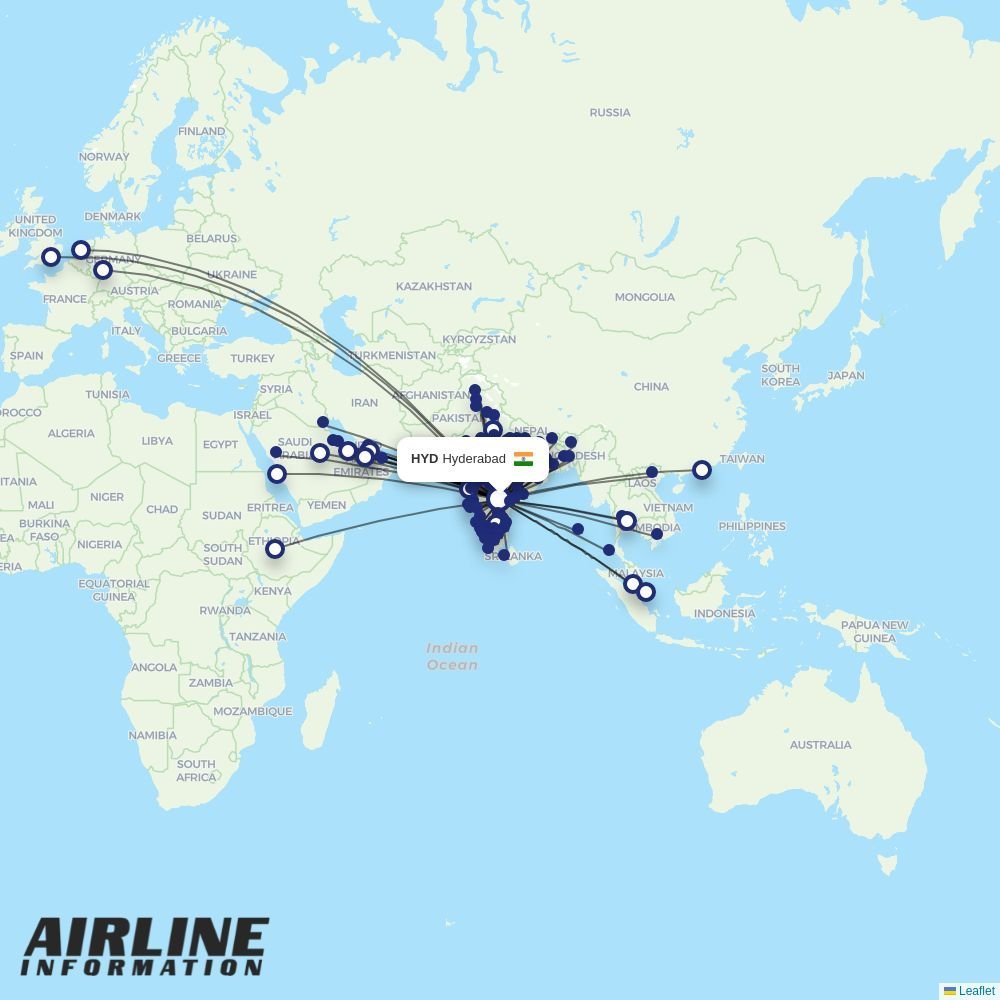 IndiGo routes from HYD