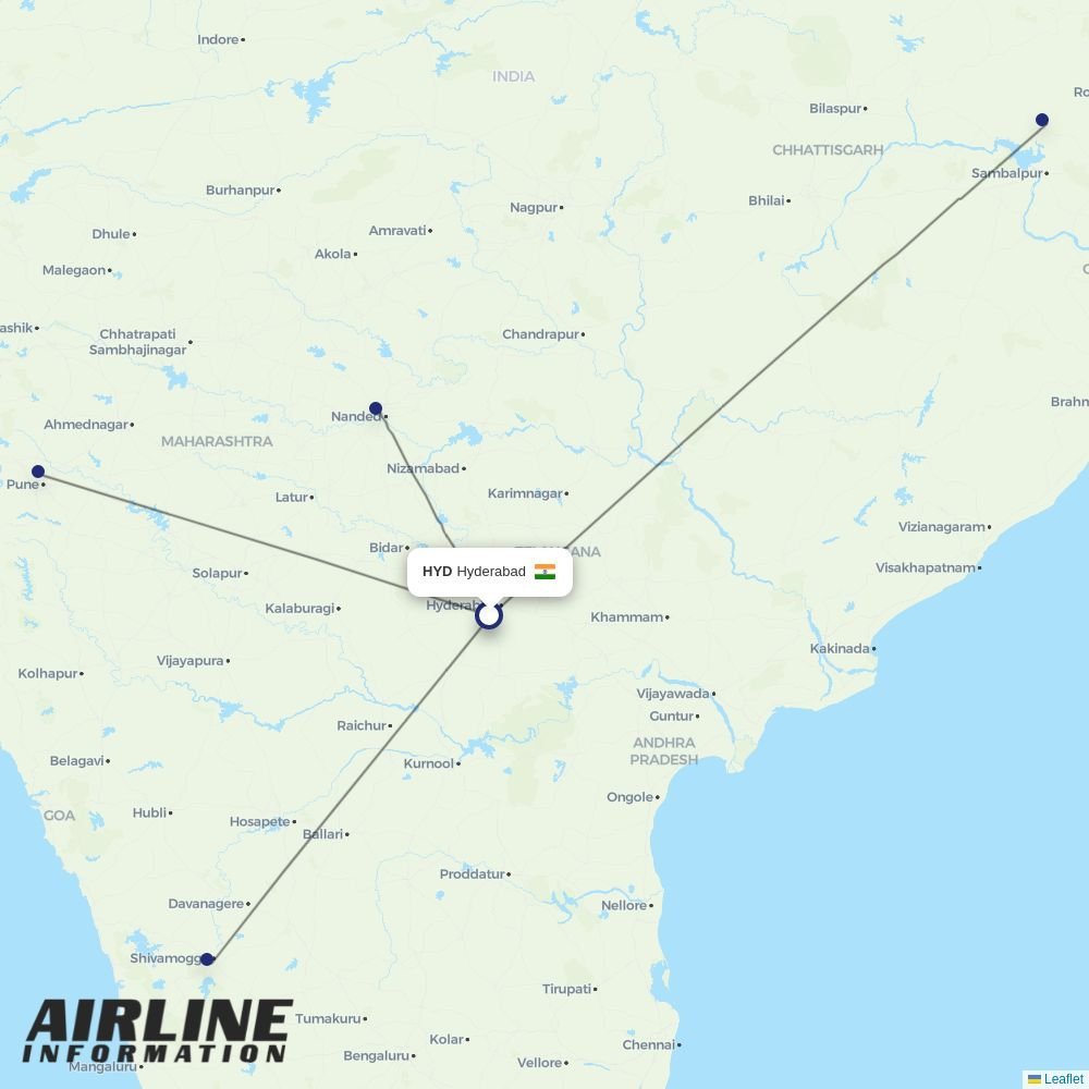 Star Air routes from HYD